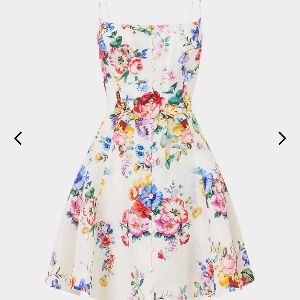 Camilla White Floral Fit-and-Flare Dress with Multicolor Blooms